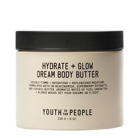 Youth To The People Superberry Hydrate + Glow Dream Body Butter - 3% Niacinamide + Jojoba Oil, Shea + Cupuaçu Butters - 48HR Moisture - Brighten + Firm - Calming Yuzu + Green Tea Scent - Vegan (8oz)