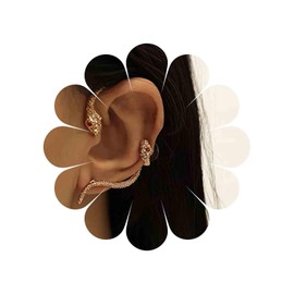 Allereya Punk Snake Ear Cuff Wrap Earrings Snake Ear Clip Wrap Earring Gold Crystal Snake Cuff Earrings Rhinestone Snake Climber Earrings Jewellery for Women and Girls (Gold)