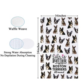 PXTIDY Boston Terrier Dog Kitchen Towel Life Is Better With Boston Terriers Around Boston Terrier Gifts Pet Dog Dish Towel