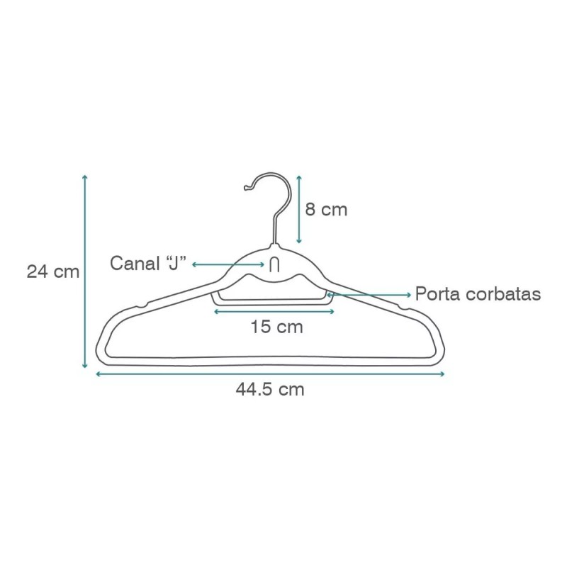 Exhivit Gancho De Ropa, Corbata C/ Terciopelo Negro Paq/20 Pzs