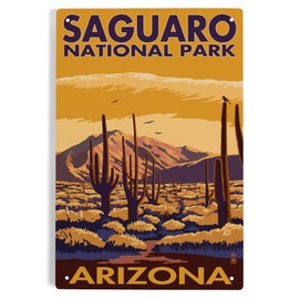 Lantern Press 6x9 Inch Metal Sign, Saguaro National Park, Arizona