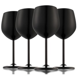 UNISWEET Stainless Steel Wine Glasses Set of 4 Unbreakable Wine Glass 18 oz Unique Metal Wine Goblets for Outdoor, Travel, Camping, Pool, Ideal Gift for Wine Lovers (Matte-Black)