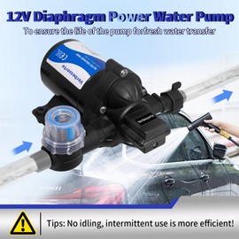 12V DC RV Fresh Water Pump for Home,4GPM 45PSI Self Priming Garden Hose Booster Sprinkler Pump for Bathroom Camp,Washdown Diaphgram with Pressure Switch for Boat Irrigation Yach