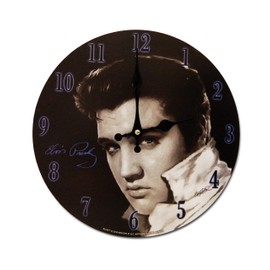 Midsouth Products Elvis Presley - Reloj de pared analógico colgante en blanco y negro