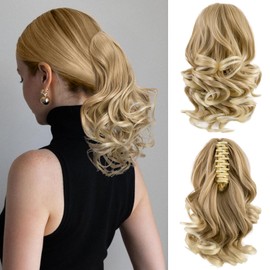 Sleekcute Clip On Ponytails for Women Ponytail Extension Natural Looking Thick Hairpiece with Easy Clip, Seamless Blend for Everyday Wear (10 Inch Mixed Blonde)