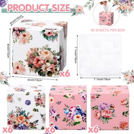 Yaomiao 24 Packs tissues cube boxes 1920 Sheets Facial Tissues Bulk Floral Paper Tissue Boxes 80 Tissues Per Box 2 Ply square tissue paper for Car Household Toilet Bedroom School Family Office Travel