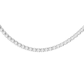 Tuscany Silver Women's Sterling Silver Rhodium Plated With CZ 3mm Tennis Necklace 43cm/17"