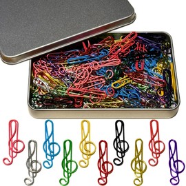 Cute Paper Clips, 100 Pcs Music Paper Clips Assorted Colors Metal Musical Notes Treble Clef Funny Student Teacher Gifts for Desk Bookmark Office School Notebook, Back to School Supplies Stuff Gifts