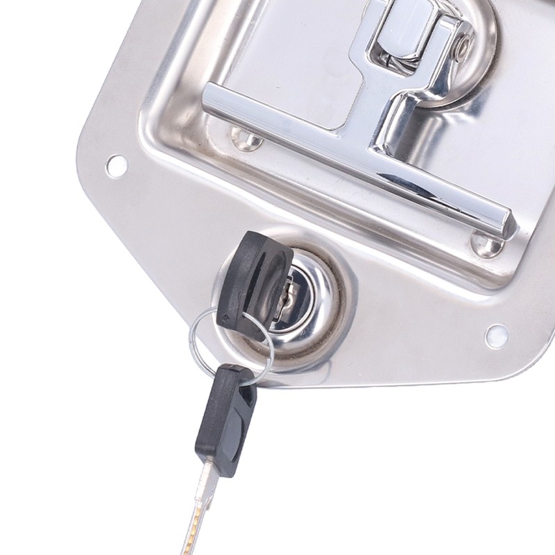Trailer Door Latch T Handle with 2‑Key Stainless Steel Chrome