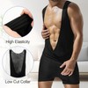 GENEMEN Mens Deep V-neck Leotard Boxers Shapewear Bodysuits (Black, L)
