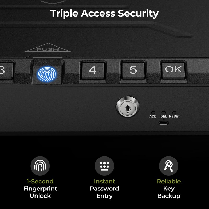 ONNAIS Large Biometric Gun Safe - Fingerprint Pistol Safes with