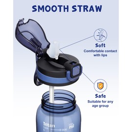 Opard Peak 1000 ml/32 oz Water Bottle with Straw Cap, BPA-Free, Leak Proof Flip Top Bottle