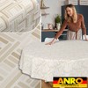 ANRO Oilcloth Tablecloth Wax Tablecloth Washable Garden Tablecloth Round Oval