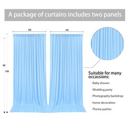Mohoeey 10 ft x 8 ft Baby Blue Fuchsia Curtains Panels, Wrinkle Free Polyester Photography Backdrop Drapes,Wedding Party Home Decoration Supplies