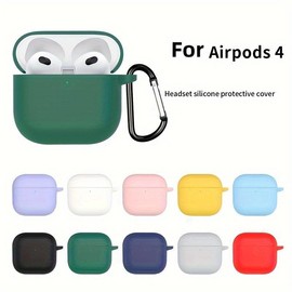 Silicone Earphone Case with Hook, Shockproof Earphones Protective Cover, Earphone Protector for AirPods 4, Earphone Accessories - Color: [Midnight Blue + Free Hook], Specification: 1pc