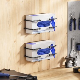 niffgaff 2 Pack Glove Box Dispenser Wall Mount (10.4 * 3.5in): Black Glove Holder Organizer for Disposable & Tissue Box - Organizer on Wall in Lab, Kitchen, Bathroom, Garage