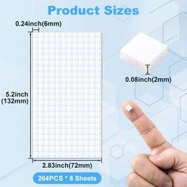 Joez Wonderful 8 Sheets Foam Adhesive Squares, 2112pcs Total Double Sided Self Adhesive Square, Precut Squares Strips Foam Tape for DIY Arts & Crafts (0.24in/6mm)