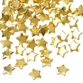 URROMA 100 Pcs Gold Acrylic Star Buttons, Retro Vintage Acrylic Buttons Five-pointed Star Buttons Sew on Buttons Embellishments for DIY Crafts，15mm