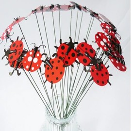 Kinodais 20Pcs Resin Ladybug Garden Decor,Decorative Ladybird Garden Stakes for Home Yard Patio Lawn Plant Flower Pot Decor