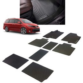 TOYOTA Genuine 2017 Sienna All-Weather Floor Liner Set PT908-08170-02. Black 8 Piece Set.