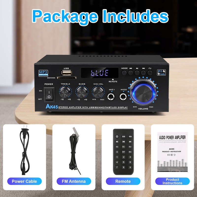Romicta Stereo Audio HiFi Amplifier, 600W Bluetooth Amplifier 5.0, Dual