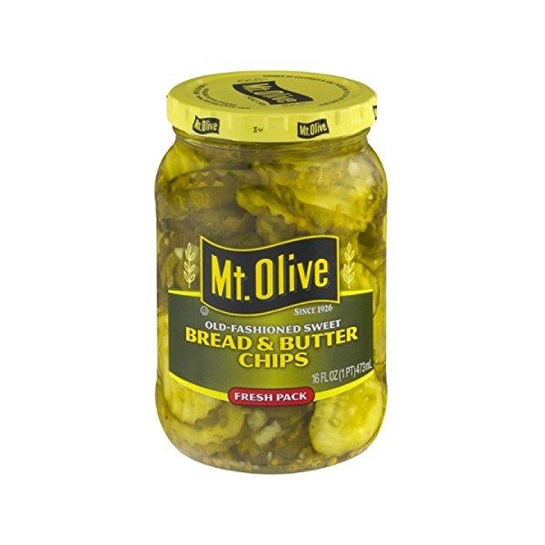 Mt. Olive Bread & Butter Chips Old Fashioned Sweet Fresh Pack Pickles Jar, 16 oz