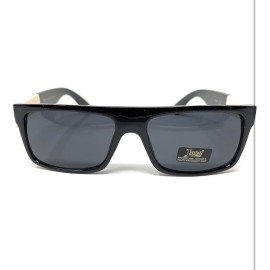 LOCS 91156 Black Sunglasses | Designer IVORY Arms Men Gangster Squared FLAT TOP