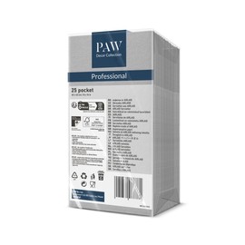 Paw Airlaid Napkins - Fabric-Like (1/8 Pocket) I Pack of 25 I Ideal for Weddings, Christenings, Communion, Birthdays I Fabric Napkins - Plain, Silver I Colour: Monocolour Silver