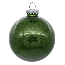 Vickerman 3" Clear Ball Christmas Ornament with Moss Green Glitter Interior.