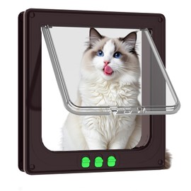 2025 New Large Cat Door (Outer Size 11.02" x 9.8"), 4 Way Locking Cat Flap Door for Interior Exterior Doors,Weatherproof Pet Door Cat Doors for Small Doggy Door and Pet Door (Light Brown)