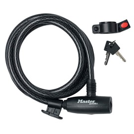 Master Lock 1,8m long x 10mm diameter keyed cable lock; black