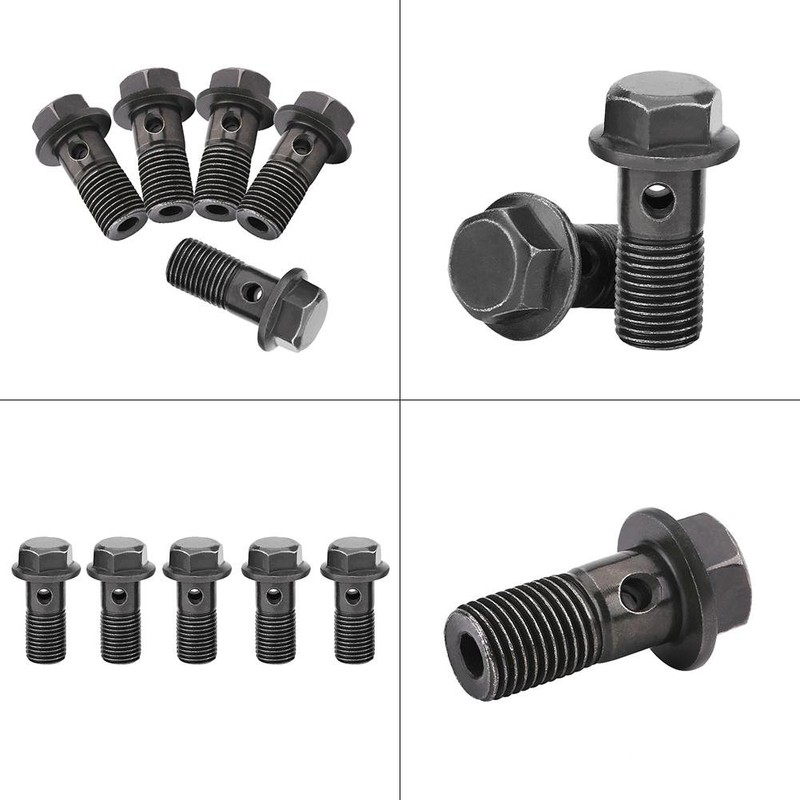 Qiilu [5pcs] M10x1.25mm Motorcycle Banjo Set Banjo Bolts & Washers