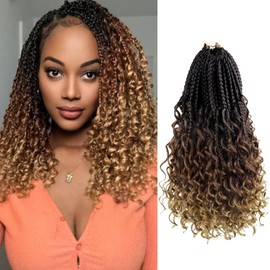 Julen Boho Crochet Braids with Curly Ends 12 Inch Goddess Bohemian Crochet Hair Pre Looped 3X Box Crochet Braids for Black Women Ombre Colors 4-30-27