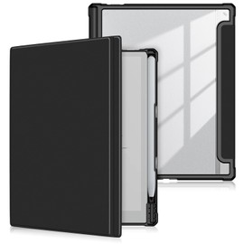 Xuanbeier Case Compatible with BOOX Tablet Go 10.3 ePaper E Ink Tablet,Hard Transparent Back Protective Cover with Pen Holder,Auto Wake/Sleep,Black