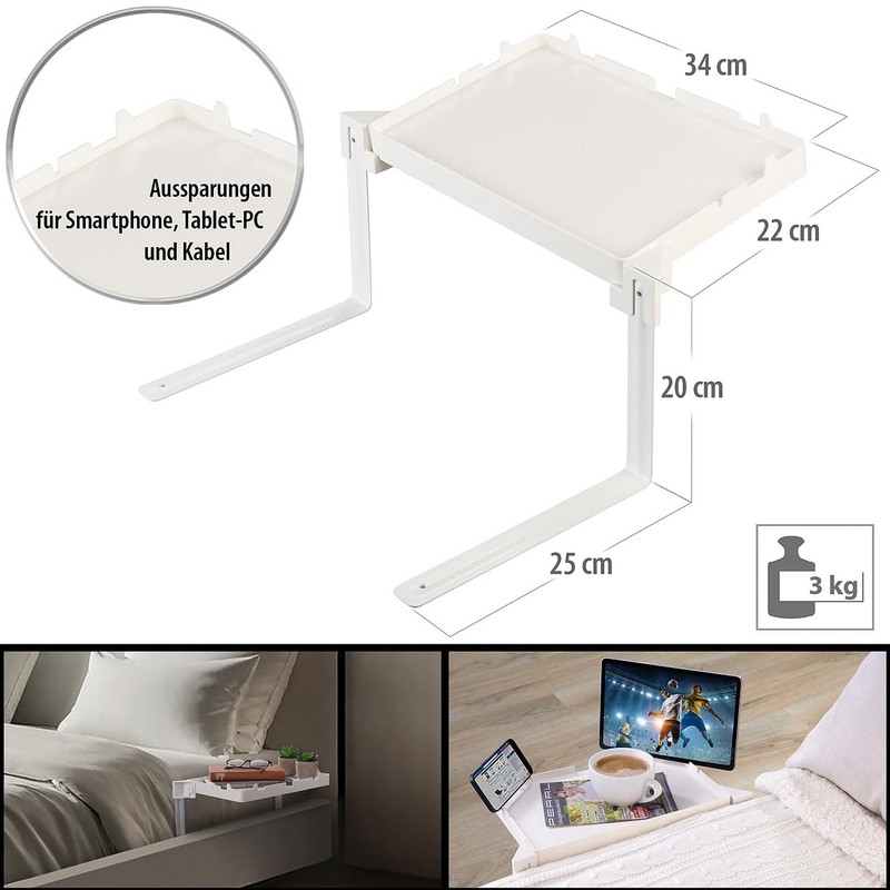 Carlo Milano Bedside Tray: Set of 2 Folding Bed Shelves,