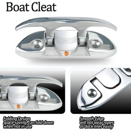 Boat Folding Cleats 4.5 inch, Boat Cleat 316 Stainless Steel, Rope Cleats for Deck, Flip Up Dock Cleat with Fastener, 1 PCS