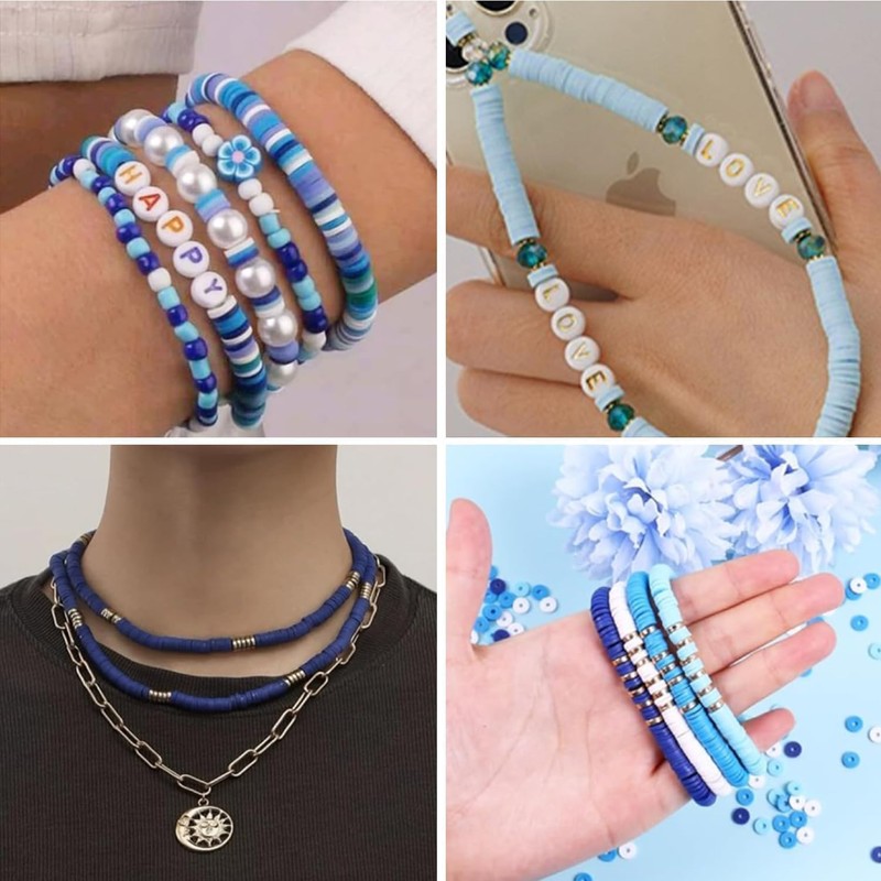 THRELE 3500pcs Blue Clay Beads for Bracelets Making 6mm Heishi