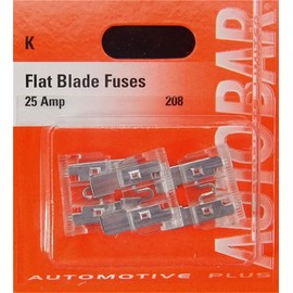Autobar 208 Pack of 3 Flat Blade Fuses 25 Amp Electrical Part Replacement - White