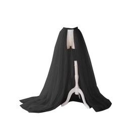 UATULT Detachable Wedding Train Only Length 66" Wedding Maxi Tulle Skirts Floor Length Overskirt for Bridal Party, Black, One Size