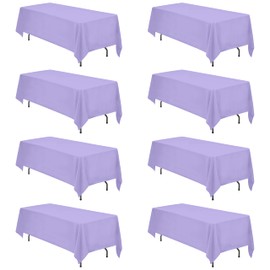 BRILLMAX 8 Pack Lavender Tablecloths 70 x 120 Inch for 6ft or 8ft Rectangle Tables - Rectangular Bulk Linen Washable Polyester Fabric for Wedding Reception Banquet Party Buffet Birthday