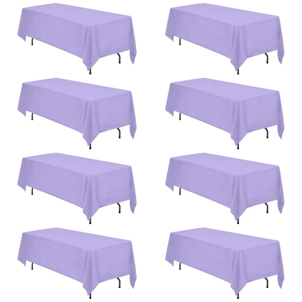 BRILLMAX 8 Pack Lavender Tablecloths 70 x 120 Inch for