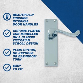 UAP Victorian Scroll Lever Door Handles Internal - Classic Door Handle Set with Elegant Design - Heavy-Duty Internal Door Handles for Wooden Doors, Complete with Fitting Kit (Chrome Plated)