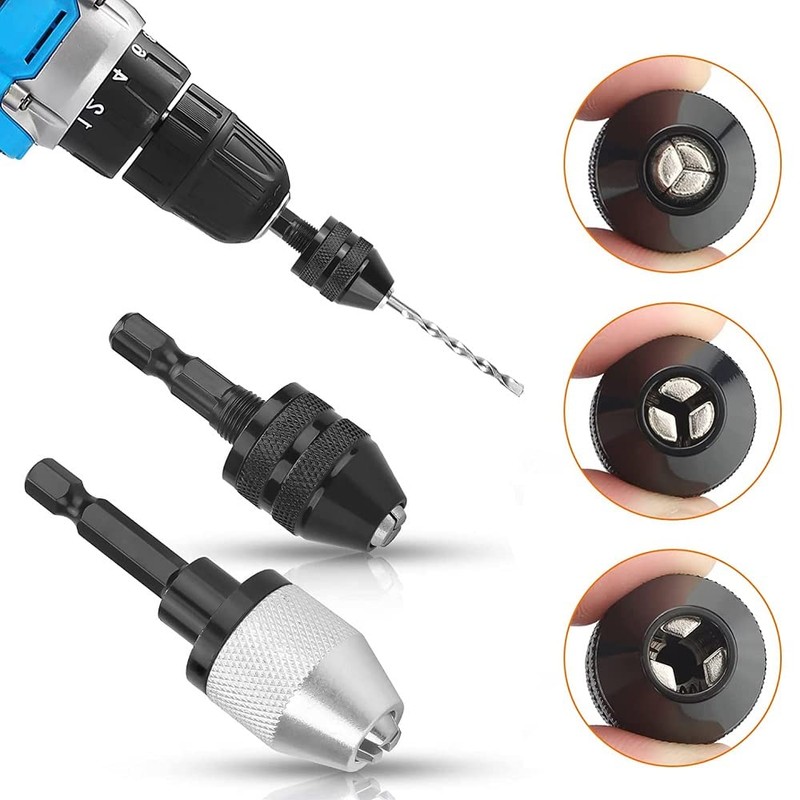 Fixinus 2 Pieces Keyless Drill Chuck - 1/4 Inch Hex