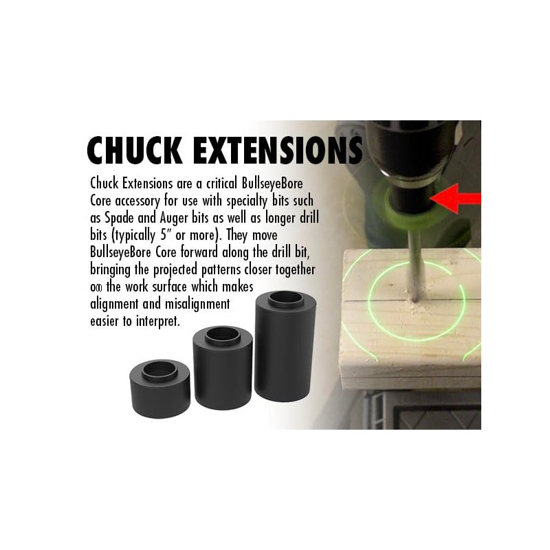 BullseyeBore Core Chuck Extensions - Enhances Drill Alignment for Long