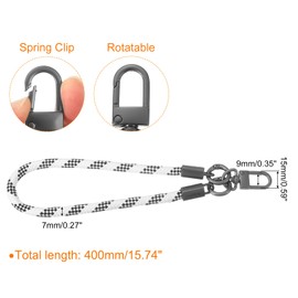 sourcing map Keychain Wristlet Lanyard, 400mm/15-inch Long Braided Wrist Lanyard, Wristlet Strap Keychain for Keys, Car Keys, ID Badges Card Wallet (White)