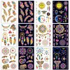 Penubuy Neon Party Temporary Tattoo, 6 Sheets Fluorescent Foil Embossing