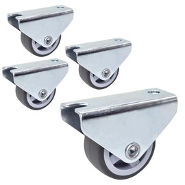 SKIR'CO Pack of 4 Small 30 mm Furniture Castors Rubber Castors Non-Swivel Fixed Castors Oneway Direction (4)