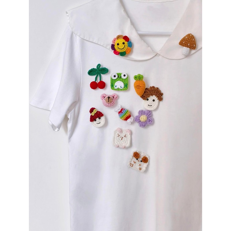 Crochet Handmade Kawaii Brooch for Backpacks Clothing Jackets Hats, Cute