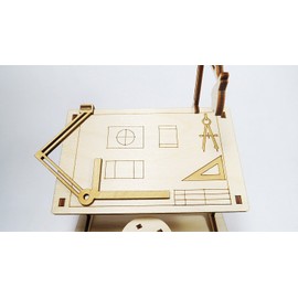 StonKraft Wooden 3D Puzzle Miniature Drafting Table - Home Decor, Construction Toy, Modeling Kit, School Project - Easy to Assemble