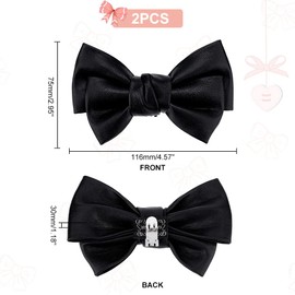 PandaHall Leather Shoe Clips with Bow, Leather